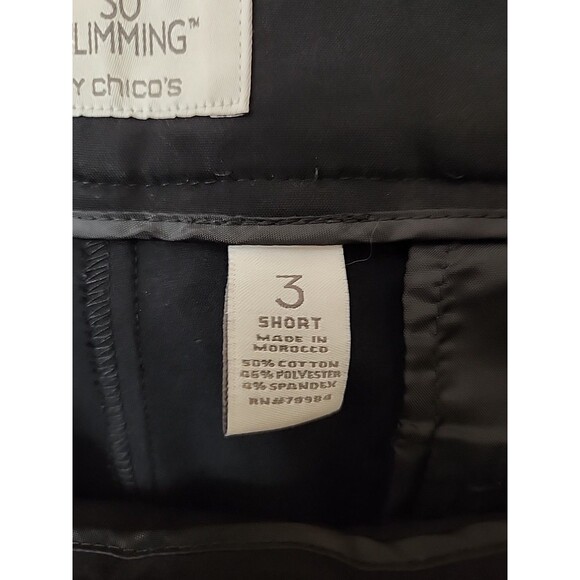 Chicos So Slimming Dress Pants Women 3 US 16 Short Black Straight Leg Stretch - Picture 7 of 8